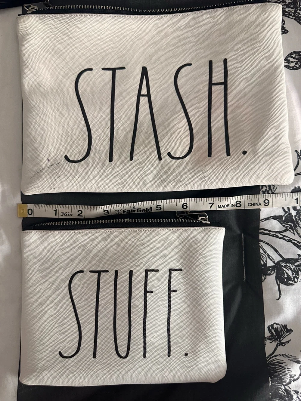 Rae Dunn set of 2  Pouches in White